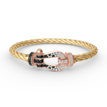 [BIJOUX]FORCE LARGE HORSESHOE BLACK WHITE DIAMOND BRACELET ROSE GOLD