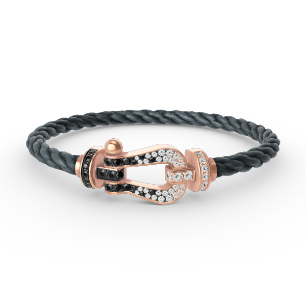 [BIJOUX]FORCE LARGE HORSESHOE BLACK WHITE DIAMOND BRACELET ROSE GOLD