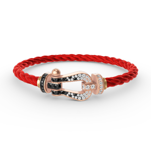 [BIJOUX]FORCE LARGE HORSESHOE BLACK WHITE DIAMOND BRACELET ROSE GOLD