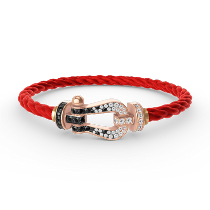 [BIJOUX]FORCE LARGE HORSESHOE BLACK WHITE DIAMOND BRACELET ROSE GOLD