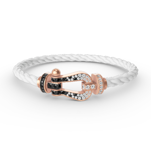 [BIJOUX]FORCE LARGE HORSESHOE BLACK WHITE DIAMOND BRACELET ROSE GOLD