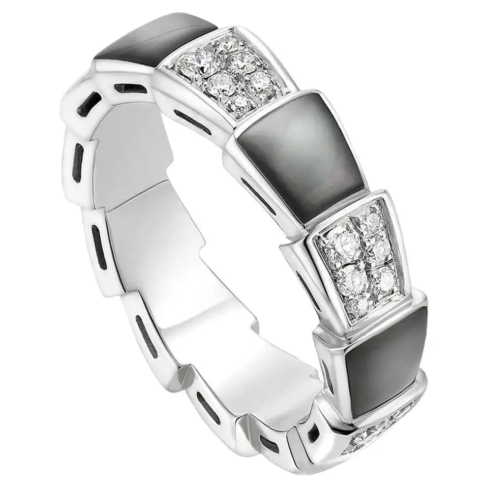 [BIJOUX]SERPENTI RING SILVER DIAMOND BLACK MOP 4MM