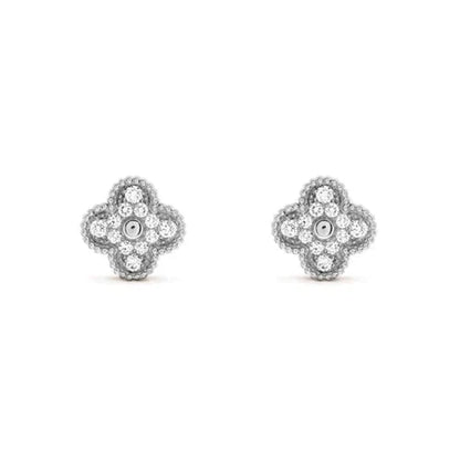[BIJOUX]CLOVER 1 MOTIFS DIAMOND STUD EARRINGS SILVER