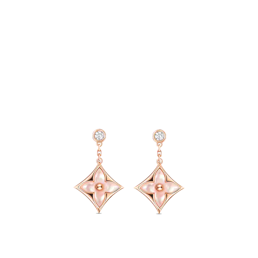 [BIJOUX]DOUBLE STAR PINK GOLD MOP DROP EARRINGS
