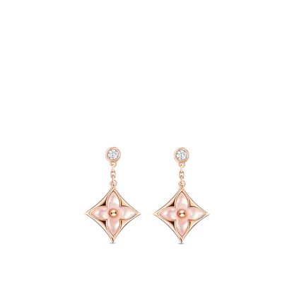 [BIJOUX]DOUBLE STAR PINK GOLD MOP DROP EARRINGS