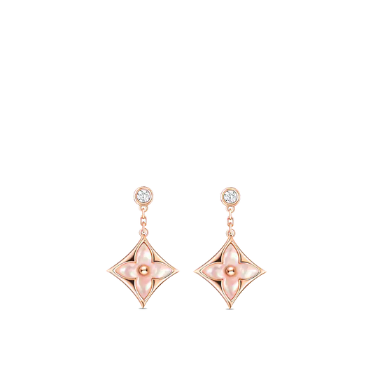 [BIJOUX]DOUBLE STAR PINK GOLD MOP DROP EARRINGS
