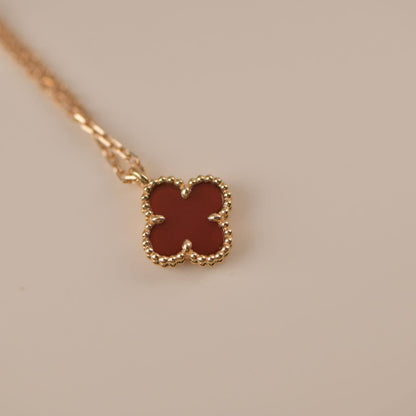 [BIJOUX]CLOVER MINI 9.5MM WHITE CARNELIANS NECKLACE