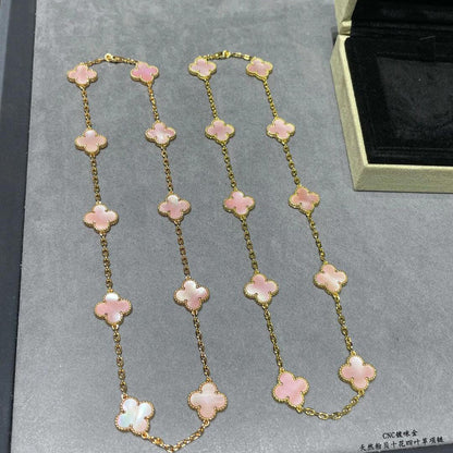 [BIJOUX]CLOVER 10 MOTIFS PINK MOP NECKLACE
