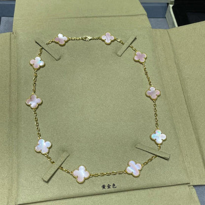 [BIJOUX]CLOVER 10 MOTIFS PINK MOP NECKLACE