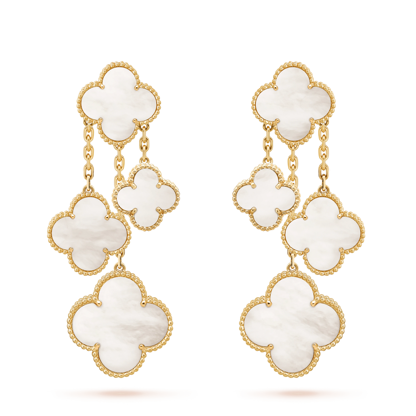 [BIJOUX]CLOVER EARRINGS WHITE MOP 4 MOTIFS GOLD
