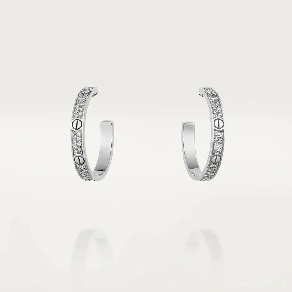 [BIJOUX]LOVE DIAMOND SILVER HOOP EARRINGS