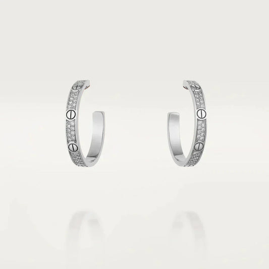 [BIJOUX]LOVE DIAMOND SILVER HOOP EARRINGS