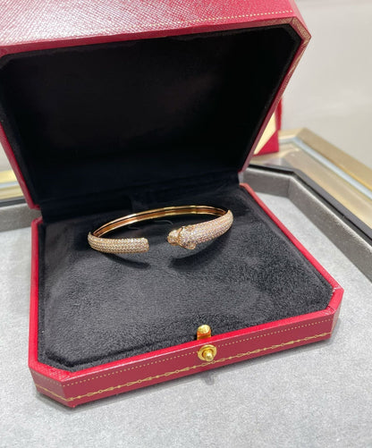 [BIJOUX]BRACELET OUVERT PANTHERE FULL DIAMOND