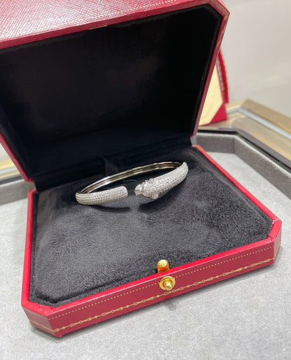 [BIJOUX]BRACELET OUVERT PANTHERE FULL DIAMOND