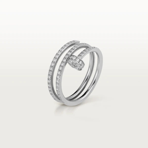 BAGUE JUSTE 1,8MM ARGENT DOUBLE RANGÉE DIAMANTS 