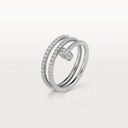 BAGUE JUSTE 1,8MM ARGENT DOUBLE RANGÉE DIAMANTS 