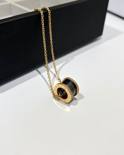 [BIJOUX] COLLIER ZERO 1 EN CÉRAMIQUE NOIRE ET DIAMANT EN OR ROSE