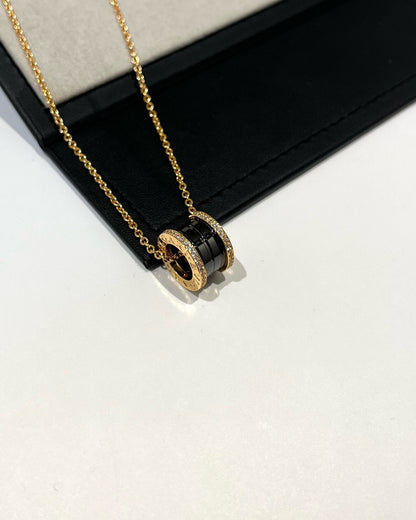 [BIJOUX] COLLIER ZERO 1 EN CÉRAMIQUE NOIRE ET DIAMANT EN OR ROSE
